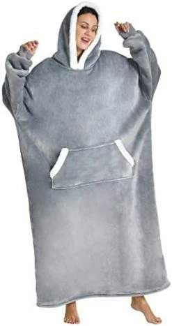 Oversized Wearable Blanket Hoodie,Unisex Thick Blanket Hoodie Sweatshirt,Cozy Giant Fleece Lounging Blanket For Adult Navy Blue -Electric Blankets Sales Store 313lefVt2UL. AC