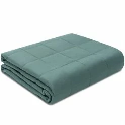 ROSMARUS Weighted Blanket Queen Size 60"x80" 15lbs, Soft Cotton Heavy Blanket For Restful Sleep, With Natural Glass Beads, Sage Green