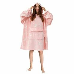 Mewkou Glow In The Dark Wearable Blanket Hoodie For Adult Women Men,Oversized Sherpa Sweatshirt Wearable Blanket With Giant Pocket,Super Warm Soft Flannel Hooded Blanket,Luminous Moon And Stars -Electric Blankets Sales Store 314qfs711pL