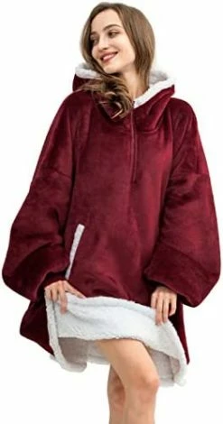 HBlife Oversized Long Wearable Blanket Hoodie For Adult, Thick Sherpa Sweatshirt With Elastic Sleeves And Giant Pockets Super Warm And Cozy Fuzzy Plush Fleece Blanket Jacket, Pink -Electric Blankets Sales Store 31H mpGzBVL. AC