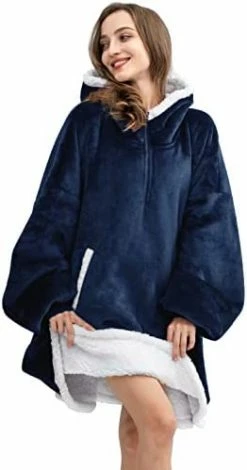 HBlife Oversized Long Wearable Blanket Hoodie For Adult, Thick Sherpa Sweatshirt With Elastic Sleeves And Giant Pockets Super Warm And Cozy Fuzzy Plush Fleece Blanket Jacket, Pink -Electric Blankets Sales Store 31Jnj9AcEGL. AC