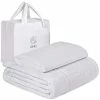 GNO SOLUTIONS GNO Premium Adult Weighted Blanket & Removable Bamboo Cover - (15 Lbs - 48''x72'' Full Size) - 100% Oeko Tex Certified Cooling Cotton & Glass Beads - Organic Heavy Blanket - Designed In USA - White Gray Cotton Blanket + Gray Bamboo Cover