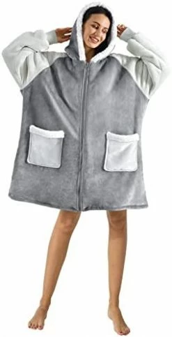 Wearable Blanket Hoodie For Women,Original Oversize Sherpa Blanket Hoodie Sweatshirt With Zipper, Soft Warm Fleece Blanket Hoodie, Gifts For Mom Adult Thick Blanket Hoodie With Pocket For Men Women Navy Blue -Electric Blankets Sales Store 31SWfZ4cWvL. AC