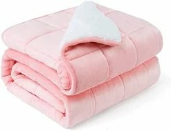 HOSUKKO Weighted Blanket - Pink 60"x80" 15lbs Flannel Sherpa Breathable Soft Warm Thick Heavy Blanket With Premium 0.8mm Glass Beads Big Winter Blanket Throw For Adult 30 HOSUKKO Weighted Blanket - Pink 60"x80" 15lbs Flannel Sherpa Breathable Soft Warm Thick Heavy Blanket With Premium 0.8mm Glass Beads Big Winter Blanket Throw For Adult -Electric Blankets Sales Store 31V3BrRcoL. AC 1