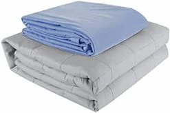 Bedcolor Weighted Blannket Set For Adults-Queen Size Light Grey Cotton Heavy Blanket With Duvet Cover (Grey Weighted Blanket With Light Blue Cover, 60*80 Inches-22 Lbs) -Electric Blankets Sales Store 31WNuai2TL. AC 1