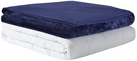 MP2 Glacier Weighted Blanket With Nano-Ceramic Beads Reversible Cooling & Warm Cover For Hot And Cold Sleepers, 60 In X 80 In 20 Lb, Navy 10 MP2 Glacier Weighted Blanket With Nano-Ceramic Beads Reversible Cooling & Warm Cover For Hot And Cold Sleepers, 60 In X 80 In 20 Lb, Navy - Image 8
