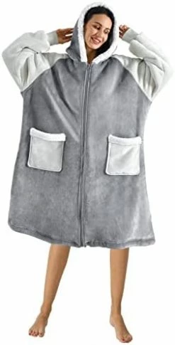 Wearable Blanket Hoodie For Women,Original Oversize Sherpa Blanket Hoodie Sweatshirt With Zipper, Soft Warm Fleece Blanket Hoodie, Gifts For Mom Adult Thick Blanket Hoodie With Pocket For Men Women Navy Blue -Electric Blankets Sales Store 31bxZXRRsL. AC