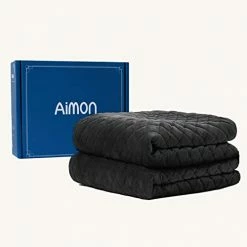 Aimon 2-in-1 Weighted Blanket (60''*80'', 25Lb, Dark Grey, Queen Size) Oeko-TEX Reversible Bamboo Cooling Heavy Blanket, Soft Breathable Blanket With Premium Glass Beads Dark Gray