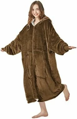 JOYWOO Wearable Blanket, Oversized Sherpa Sweatshirt Blanket For Women And Men With Zipper And Big Pockets, One Size Fits All Blue -Electric Blankets Sales Store 31h7Awi88lL. AC