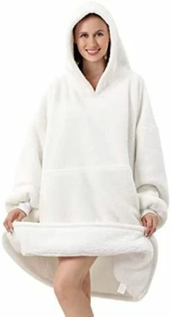 FestiCorp Oversized Cozy Blanket Hoodie For Men And Women - Soft And Warm Sherpa Wearable Sweatshirt Blankets, Double Layer Blanket Sweater With Giant Sleeves, Hood And Pocket For Gifts, Dark Gray -Electric Blankets Sales Store 31k0eJKrQL. AC