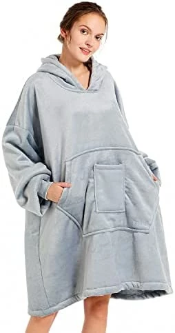 Blanket Hoodie Sweatshirt, Wearable Blanket Oversized Sherpa With Sleeves And Giant Pocket, Cozy Hoodie Warm For Adult Kids White 10 Blanket Hoodie Sweatshirt, Wearable Blanket Oversized Sherpa With Sleeves And Giant Pocket, Cozy Hoodie Warm For Adult Kids White - Image 8