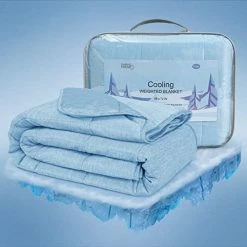 SEDONA HOUSE Cooling Touch Weighted Blanket | 48 X 72 Twin/Full Size Bed 12 Lbs | Breathable Heavy 50% Nylon 50% Polyester With Premium Glass Beads | Calm & Cool Sleeping For Summer Adults，Blue -Electric Blankets Sales Store 410 qlhXBQL. AC