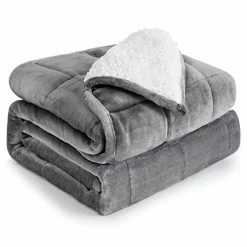 Sherpa Fleece Weighted Blanket 15 Pounds Queen Size 60” X 80”, Cottonblue Heavy Weighted Blankets For Adults Perfect For 150-210 Lbs, Soft Cozy Fuzzy Weighted Blanket 60x80 Inches, Idea Gifts, Gray