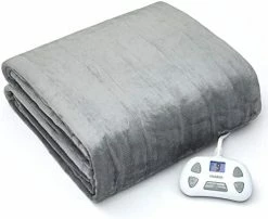 HNABAIC Heated Electric Blanket Queen Size, Flannel Fleece 1-10 Hours Auto-Off 10 Heating Levels (Gray, Queen Size 84" X 90" Dual Conntroller) Grey -Electric Blankets Sales Store 411l9GbPyNL. AC