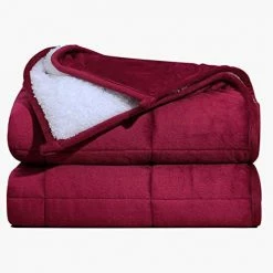 Argstar Sherpa Fleece Weighted Blanket For Adults 20 Lbs On Queen Bed, Unicolor Dual Sides, Soft Cozy Fuzzy Plush Heavy Blankets With Premium Glass Beads, 60"x80", Navy Blue. -Electric Blankets Sales Store 411uOyYrwhL. AC