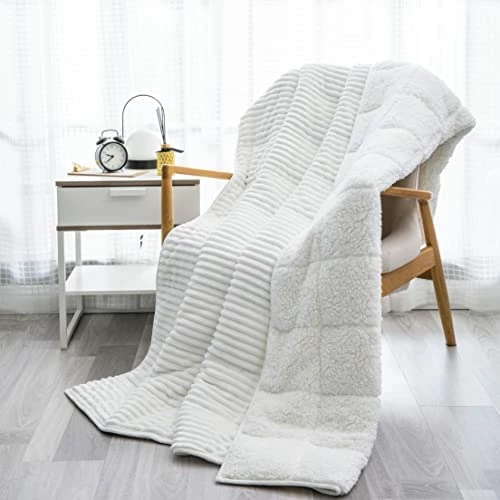 Sherpa Fleece Weighted Blanket 20 Pounds, Wemore Stripe Weighted Blankets For Adult, Dual Sided Soft And Plush Weighted Blanket, Bed Blanket Throw Twin Size 60"X 80" Inches Slate Blue 13 Sherpa Fleece Weighted Blanket 20 Pounds, Wemore Stripe Weighted Blankets For Adult, Dual Sided Soft And Plush Weighted Blanket, Bed Blanket Throw Twin Size 60"X 80" Inches Slate Blue - Image 11