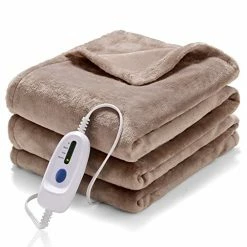 MSDUNOVR Heated Blanket Full Size 72"X84", Soft Electric Blanket With 4 Heating Levels, ETL&FCC Certification, Over-Heat Protection, Machine Washable, For Home Office Use(Brown) Light Blue (72'' X 84'')