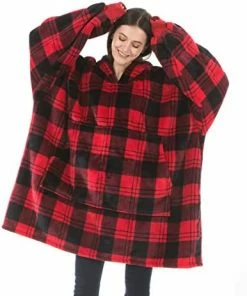 OLIVE OLIVIA Oversized Wearable Blanket, Thick Flannel Blanket With Sleeves And Giant Pocket, Cozy Extra Soft, One Size Fits Adults Gray -Electric Blankets Sales Store 412I 4Yq3L. AC