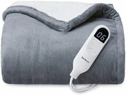 Bedsure Heated Blanket Electric Throw - Soft Fleece Electric Blanket, 6 Heat Settings Heating Blanket With 4 Time Settings, 3hrs Timer Auto Shut Off (50×60 Inches, Grey) -Electric Blankets Sales Store 412hjYlXk L. AC