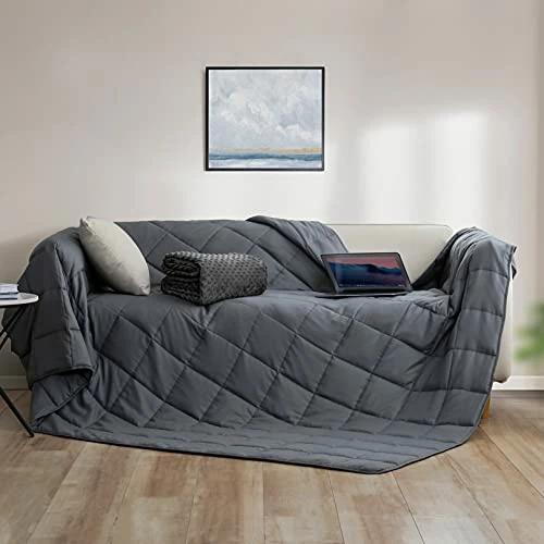 WENERSI Weighted Blanket With Duvet Cover,Cooling Weighted Blanket For Adults/Kids,Heavy Blanket With Machine Washable Soft Microfiber Cover(Dark Grey,60''x80'' 15lbs) 4 WENERSI Weighted Blanket With Duvet Cover,Cooling Weighted Blanket For Adults/Kids,Heavy Blanket With Machine Washable Soft Microfiber Cover(Dark Grey,60''x80'' 15lbs) - Image 2