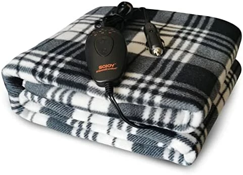 SJC Electric Blanket 60"x 40" Portable Heated Travel Blanket With 3 Heating Setting Fleece Car Blanket,Burgundy&Black Black&burgundy 8 SJC Electric Blanket 60"x 40" Portable Heated Travel Blanket With 3 Heating Setting Fleece Car Blanket,Burgundy&Black Black&burgundy - Image 6