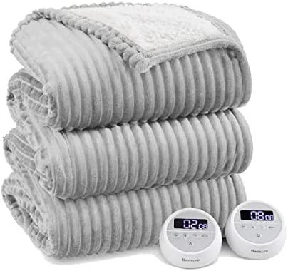 Bedsure Heated Blanket Electric Throw - Soft Ribbed Fleece Fast Heating Electric Blanket With 6 Heating Levels & 4 Time Settings, 3 Hours Auto-Off (50×60 Inches, Dark Grey) 8 Bedsure Heated Blanket Electric Throw - Soft Ribbed Fleece Fast Heating Electric Blanket With 6 Heating Levels & 4 Time Settings, 3 Hours Auto-Off (50×60 Inches, Dark Grey) - Image 6