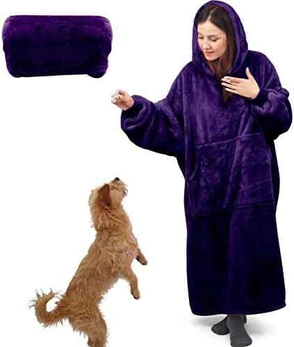 Lengthened Oversized Blanket Hoodie Wearable Blanket Sweatshirt For Women Men-Hoodie Blanket Hooded Blanket With Giant Pocket Black 9 Lengthened Oversized Blanket Hoodie Wearable Blanket Sweatshirt For Women Men-Hoodie Blanket Hooded Blanket With Giant Pocket Black - Image 7