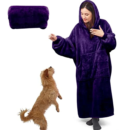 Lengthened Oversized Blanket Hoodie Wearable Blanket Sweatshirt For Women Men-Hoodie Blanket Hooded Blanket With Giant Pocket Black 3 Lengthened Oversized Blanket Hoodie Wearable Blanket Sweatshirt For Women Men-Hoodie Blanket Hooded Blanket With Giant Pocket Black