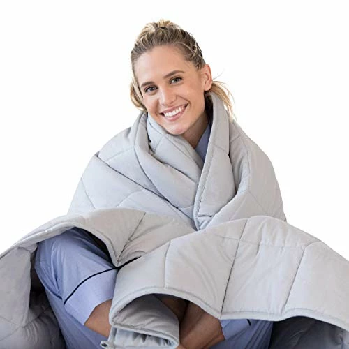 Luna Adult Weighted Blanket - Individual Use - 15 Lbs - 60x80 - Queen Size Bed - 100% Oeko-Tex Cooling Cotton & Glass Beads - USA Designed - Heavy Cool Weight - Light Grey 3 Luna Adult Weighted Blanket - Individual Use - 15 Lbs - 60x80 - Queen Size Bed - 100% Oeko-Tex Cooling Cotton & Glass Beads - USA Designed - Heavy Cool Weight - Light Grey