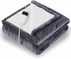 CYMULA Heated Blanket, Electric Throw Blanket, Heating Blanket Throw Size, Electric Blanket With 10 Heating Levels & 8 Hours Auto Off, Machine Washable, ETL Certified, Dark Grey 50"x60" Navy -Electric Blankets Sales Store 414zLn8 7dL. AC 1