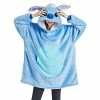 OGU' DEAL Women's Stitch Blanket Hoodie Oversized Wearable Sweatshirt Sherpa TV-Blanket With Sleeves One Size Fits All