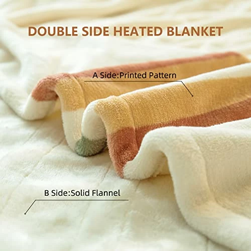 Jet's Home Heated Blanket Full Size 72‘’X84‘’Soft Silky Plush Electric Blanket With 4 Heating Level & 10 Hour Auto Off Heating Blanket,ETL Certified Machine Washable Beige 6 Jet's Home Heated Blanket Full Size 72‘’X84‘’Soft Silky Plush Electric Blanket With 4 Heating Level & 10 Hour Auto Off Heating Blanket,ETL Certified Machine Washable Beige - Image 4