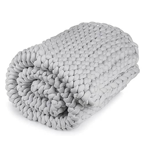 Very Light Grey Chunky 40x72 15 Lbs Rocabi Weighted Blanket (15 Lbs | 72"x40", Light Grey) 4 Very Light Grey Chunky 40x72 15 Lbs Rocabi Weighted Blanket (15 Lbs | 72"x40", Light Grey) - Image 2