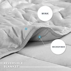Comfort Spaces Reversible Weighted Blanket Adult-Glass Beads Filling All Season Soft Heavy Wraps-Box Quilted Cozy Warm Bed Cover, 60"x80" / 17lbs, Mink To Microfiber Grey 19 Comfort Spaces Reversible Weighted Blanket Adult-Glass Beads Filling All Season Soft Heavy Wraps-Box Quilted Cozy Warm Bed Cover, 60"x80" / 17lbs, Mink To Microfiber Grey -Electric Blankets Sales Store 417dJVsQ7yL