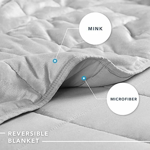 Comfort Spaces Reversible Weighted Blanket Adult-Glass Beads Filling All Season Soft Heavy Wraps-Box Quilted Cozy Warm Bed Cover, 60"x80" / 17lbs, Mink To Microfiber Grey 5 Comfort Spaces Reversible Weighted Blanket Adult-Glass Beads Filling All Season Soft Heavy Wraps-Box Quilted Cozy Warm Bed Cover, 60"x80" / 17lbs, Mink To Microfiber Grey - Image 3