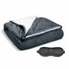 15lb Sherpa Fleece Weighted Blanket + Sleep Mask By Restasy | Full/Queen Size Dual-Sided Grey Mink Fleece + White Sherpa For Adults | 60" X 80” -Electric Blankets Sales Store 417makzwufL