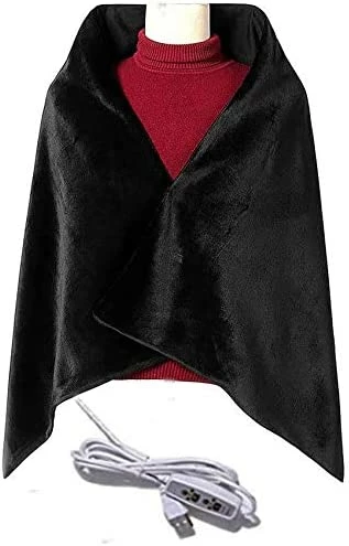 Z-YQL USB Heated Shawl Heated Blanket Plush Flannel Blanket With 3-Setting Heat Controller Cord For Car Office Home(100x65 Cm) (Black) 10 Z-YQL USB Heated Shawl Heated Blanket Plush Flannel Blanket With 3-Setting Heat Controller Cord For Car Office Home(100x65 Cm) (Black) - Image 8