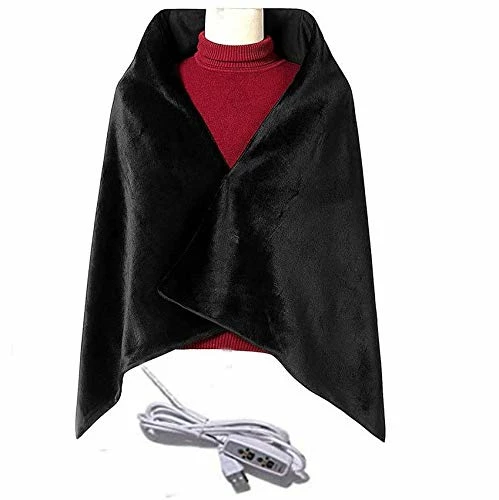 Z-YQL USB Heated Shawl Heated Blanket Plush Flannel Blanket With 3-Setting Heat Controller Cord For Car Office Home(100x65 Cm) (Black) 3 Z-YQL USB Heated Shawl Heated Blanket Plush Flannel Blanket With 3-Setting Heat Controller Cord For Car Office Home(100x65 Cm) (Black)