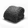 Alzoear Chunky Knitted Weighted Blanket Handmade Cotton Throw Blankets For Sleep Home Décor Filler Free Cozy For Bed Sofa(Dark Grey,47''x60''-15lbs)
