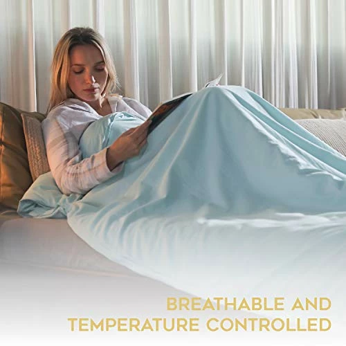 YnM Weighted Blanket And Duvet Covers — Hot And Cold Duvet Cover Set (3 Pieces) — (Green, 60''x80'' 15lbs), Suit For One Person(~140lb) Use On Queen/King Bed 5 YnM Weighted Blanket And Duvet Covers — Hot And Cold Duvet Cover Set (3 Pieces) — (Green, 60''x80'' 15lbs), Suit For One Person(~140lb) Use On Queen/King Bed - Image 3