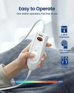 IDOO Foot Pocket Electric Heating Blanket, 50" X 60" Flannel Heated Blanket Throw With Auto Off Timer, Fast Heating, ETL Certification, Overheating Protection For Home Office Brown -Electric Blankets Sales Store 4194llcTH6L