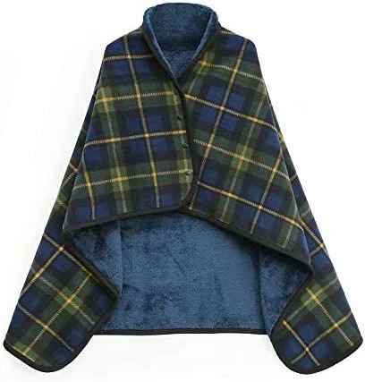 XING YE CHUAN Fleece Wearable Blanket, Comfy Poncho Throw With Buttons, Plush Sleeveless Blankets, For Women Cape Wrap Cover For Lightweight Microfiber Plaid Design (White) 10 XING YE CHUAN Fleece Wearable Blanket, Comfy Poncho Throw With Buttons, Plush Sleeveless Blankets, For Women Cape Wrap Cover For Lightweight Microfiber Plaid Design (White) - Image 8