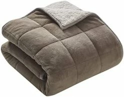 Thesis Home Weighted Blanket With Premium Glass Beads For Kids And Adults - 100% Brushed Microfiber Plush Reversible Sherpa Calming Blanket - 10 Lbs - 50 X 60, Taupe -Electric Blankets Sales Store 419NHthbLXL. AC