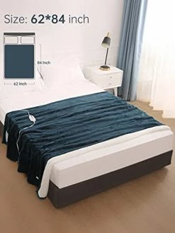 CURECURE Electric Blanket Heated Throw Flannel & Sherpa Fast Heating Blanket Twin Size 62"x 84" For Full Body With 4 Heating Levels & 10 Hours Auto-Off Timing Settings, Home Use & Machine Malachite Green -Electric Blankets Sales Store 419d7RE5joL