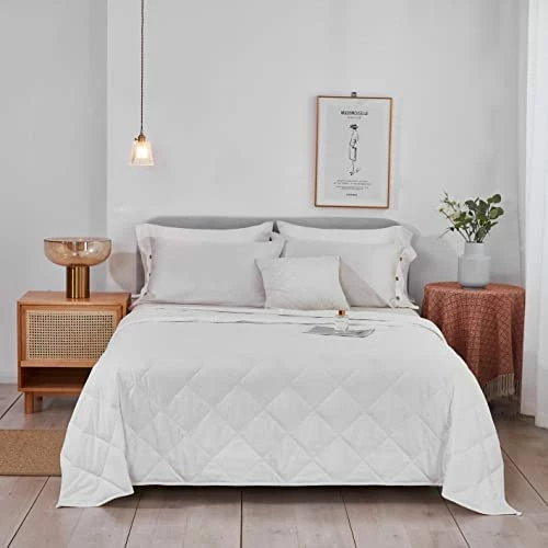 HomeSmart Products King Size Weighted Blanket 20 Lbs By HomeSmart (an American Company) - 400 Thread Count Resort Quality Cotton - 88"x96" White 16 HomeSmart Products King Size Weighted Blanket 20 Lbs By HomeSmart (an American Company) - 400 Thread Count Resort Quality Cotton - 88"x96" White - Image 14