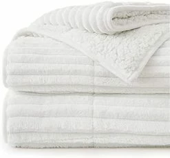 Lofus Sherpa Fleece Weighted Blanket, 15 Lbs Ribbed Microfiber Heavy Blanket, Mink Stripe Throw Blanket, Reversible Fluffy Sherpa Super Soft Warm, 60 X 80 Inches, Grey -Electric Blankets Sales Store 41AbCDe3f9L. AC