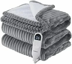 Bedsure Heated Blanket Electric Throw - Soft Ribbed Fleece Fast Heating Electric Blanket With 6 Heating Levels & 4 Time Settings, 3 Hours Auto-Off (50×60 Inches, Dark Grey) 29 Bedsure Heated Blanket Electric Throw - Soft Ribbed Fleece Fast Heating Electric Blanket With 6 Heating Levels & 4 Time Settings, 3 Hours Auto-Off (50×60 Inches, Dark Grey) -Electric Blankets Sales Store 41B1mMvhIKL. AC