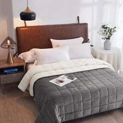 HomeSmart Products HomeSmart Weighted Throw Blanket For Adults & Kids (Light Grey & White 7lbs 48x60) | Duel Sided - Super Soft Fleece & Cozy Plush Sherpa Fabric On Opposite Side 26 HomeSmart Products HomeSmart Weighted Throw Blanket For Adults & Kids (Light Grey & White 7lbs 48x60) | Duel Sided - Super Soft Fleece & Cozy Plush Sherpa Fabric On Opposite Side -Electric Blankets Sales Store 41BO76nifL. AC