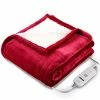 N A Electric Blanket Heated Throw With 4 Heating Levels & 3 Hours Auto Off, Double-Sided Soft Flannel Blanket 50'' X 60'' With Fast Heating & Machine Washable, Home Office Use, Red