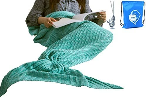 LAGHCAT Mermaid Tail Blanket Crochet Mermaid Blanket For Adult, Soft All Seasons Sleeping Blankets, Classic Pattern (71"x35.5", Blue) 17 LAGHCAT Mermaid Tail Blanket Crochet Mermaid Blanket For Adult, Soft All Seasons Sleeping Blankets, Classic Pattern (71"x35.5", Blue) - Image 15